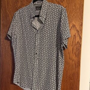 Denim & Flower Black and White Geometric Men's Shirt